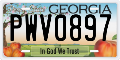 GA license plate PWV0897