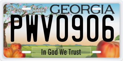 GA license plate PWV0906