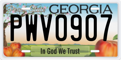 GA license plate PWV0907