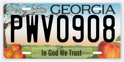 GA license plate PWV0908