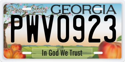 GA license plate PWV0923