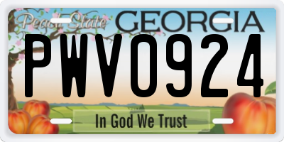 GA license plate PWV0924