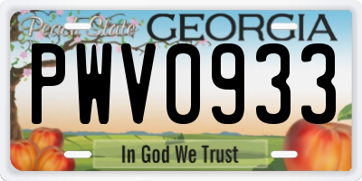 GA license plate PWV0933