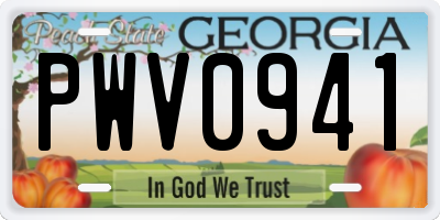 GA license plate PWV0941