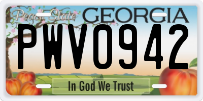 GA license plate PWV0942