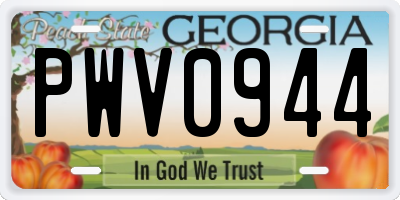GA license plate PWV0944