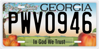 GA license plate PWV0946