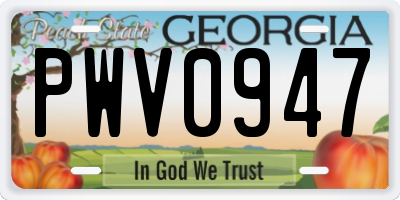 GA license plate PWV0947
