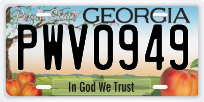 GA license plate PWV0949