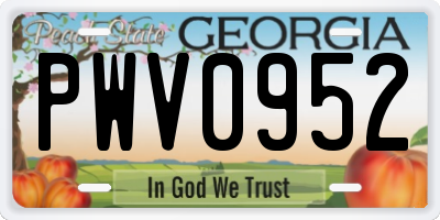 GA license plate PWV0952