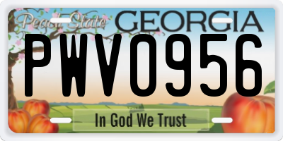 GA license plate PWV0956