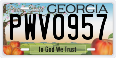 GA license plate PWV0957