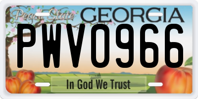 GA license plate PWV0966