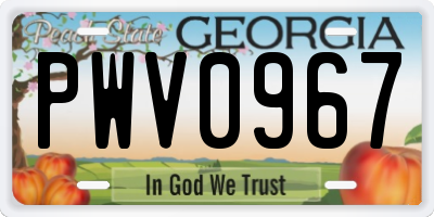 GA license plate PWV0967