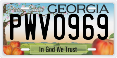 GA license plate PWV0969