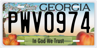 GA license plate PWV0974