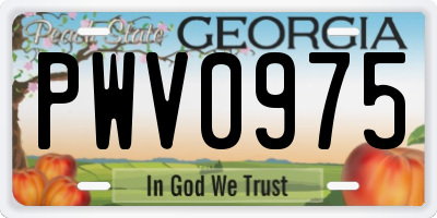GA license plate PWV0975