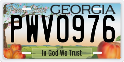 GA license plate PWV0976