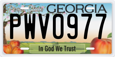 GA license plate PWV0977