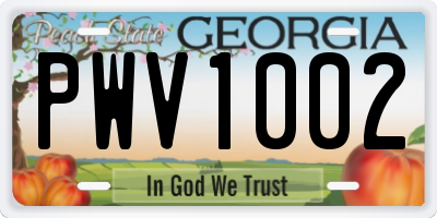 GA license plate PWV1002