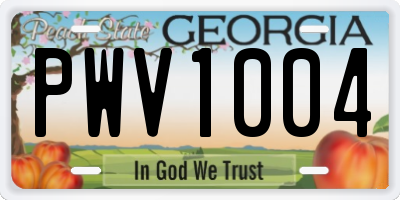 GA license plate PWV1004