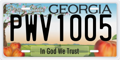 GA license plate PWV1005