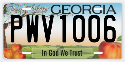 GA license plate PWV1006