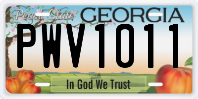 GA license plate PWV1011