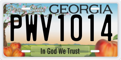 GA license plate PWV1014