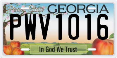 GA license plate PWV1016