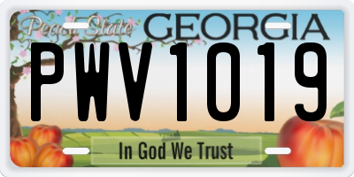 GA license plate PWV1019
