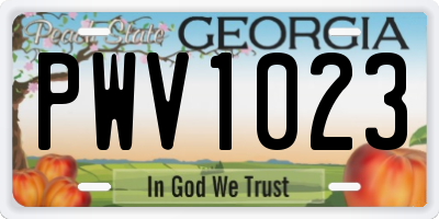 GA license plate PWV1023
