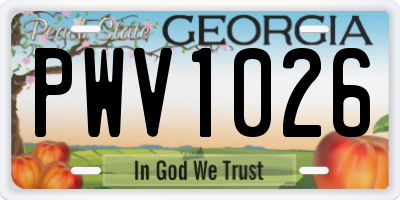 GA license plate PWV1026