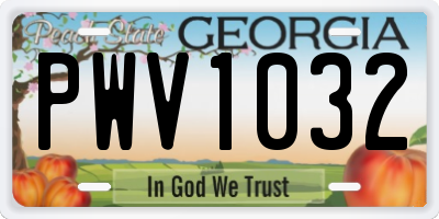GA license plate PWV1032