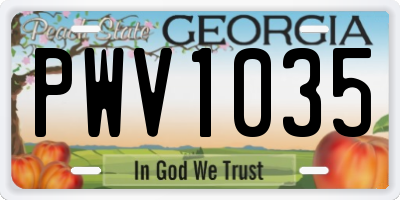 GA license plate PWV1035