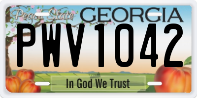 GA license plate PWV1042