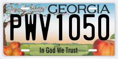 GA license plate PWV1050