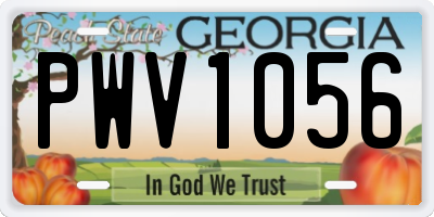 GA license plate PWV1056