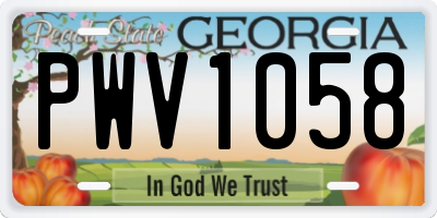 GA license plate PWV1058