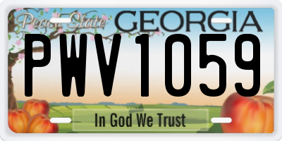 GA license plate PWV1059