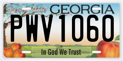 GA license plate PWV1060