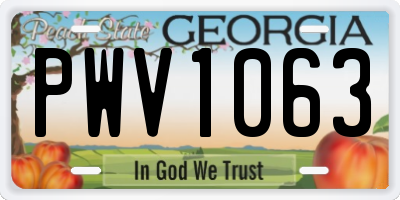 GA license plate PWV1063