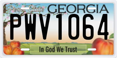 GA license plate PWV1064