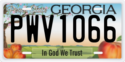 GA license plate PWV1066
