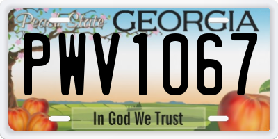 GA license plate PWV1067