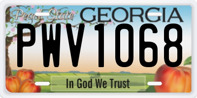 GA license plate PWV1068