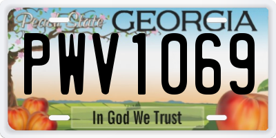 GA license plate PWV1069