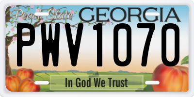GA license plate PWV1070