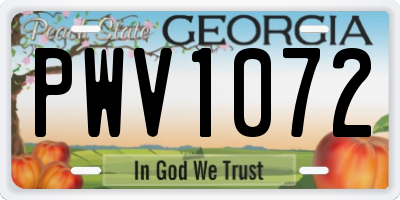 GA license plate PWV1072