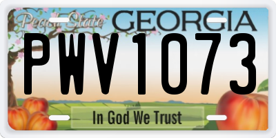 GA license plate PWV1073